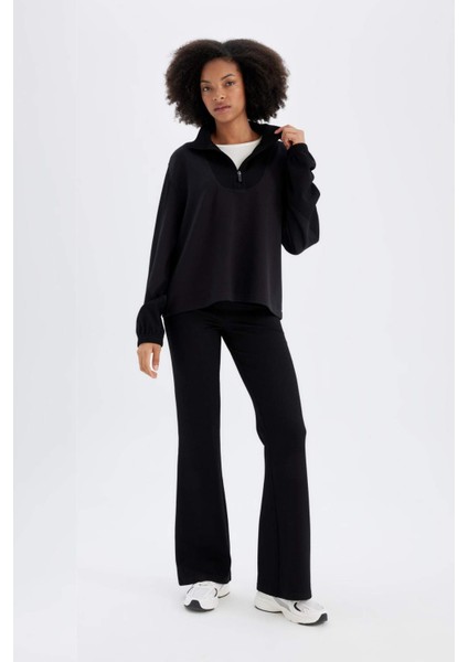 Fit Oversize Geniş Kalıp Dik Yaka Modal Sporcu Sweatshirt D0388AX24AU