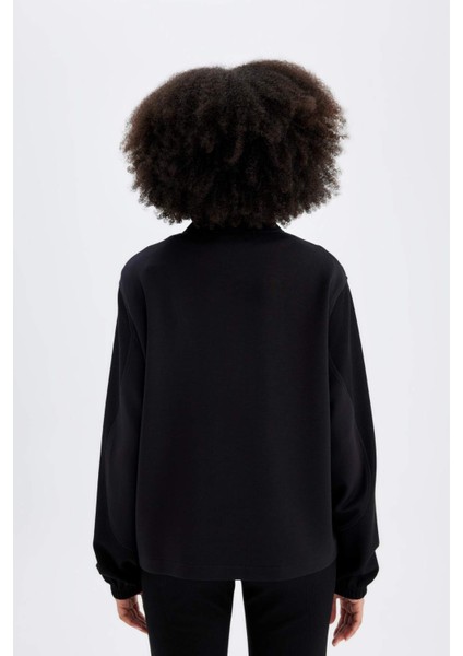 Fit Oversize Geniş Kalıp Dik Yaka Modal Sporcu Sweatshirt D0388AX24AU