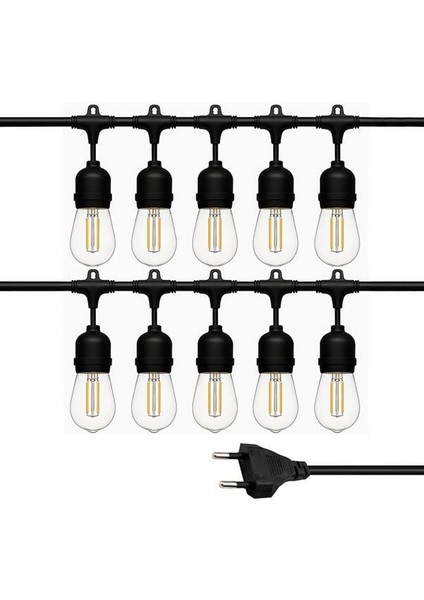 KB00002 10'lu E27 Duy Sıralı 10 Metre Lamba Kablosu (10 Adet Duy Içerir)