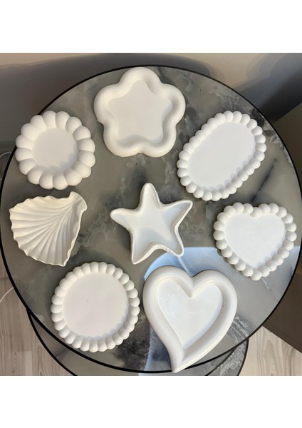 8'li Taş Tozu Dekoratif/Aksesuar/Takı Tabağı