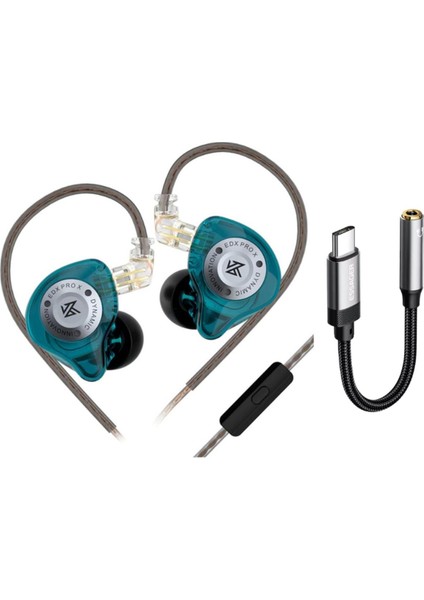Kz Edx Pro x 1dd 10MM Kulak Içi Kulaklık Mikrofonlu ve Type C Dönüştücü Kablo