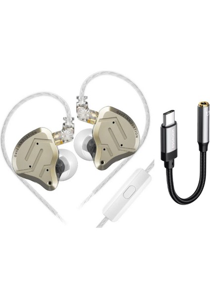 Kz Zsn Pro 2 1ba+1dd Kulaklık Içi Kulaklık Mikrofonlu ve Type C Dönüştürücü Kablo