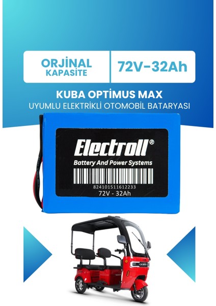 Kuba Optimus Max Uyumlu Batarya (Standart Kapasite) Lifepo4 72V 32AH Elektrikli Otomobil Bataryası