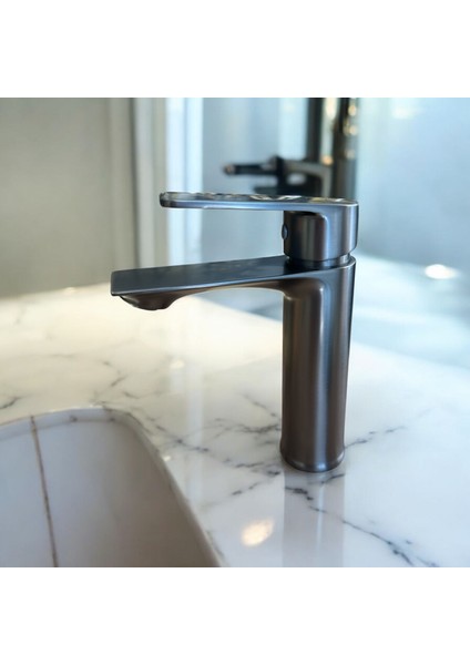 Antrasit Lavabo Bataryası Mat Paslanmaz Lavabo Armatür modelleri
