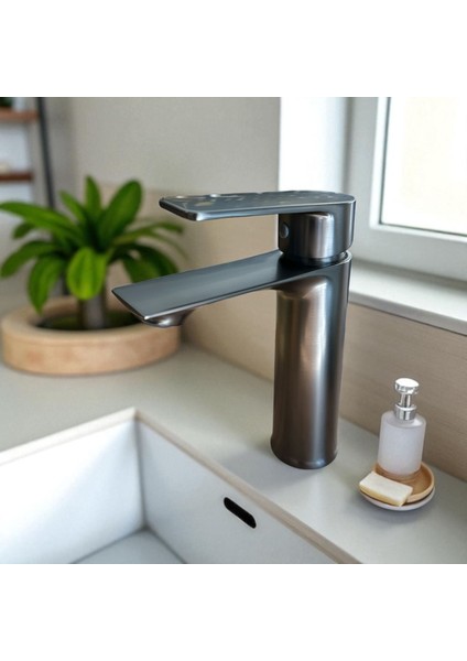 Antrasit Lavabo Bataryası Mat Paslanmaz Lavabo Armatür fırsatları