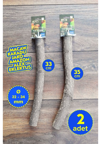 Venty 2'li Doğal Papağan Tüneği | Macaw, Kakadu, Jako, Amazon, Eklektus, Alexander, Kayık - M484