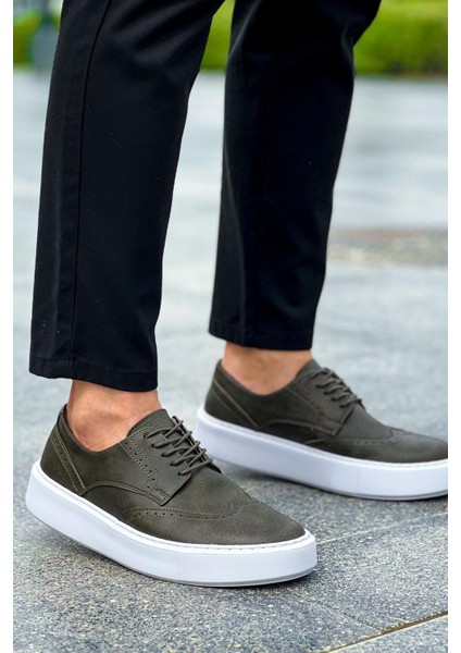J149 Change Over Ortopedik Taban Günlük Cilt Erkek Klasik Ayakkabı Cbt Haki