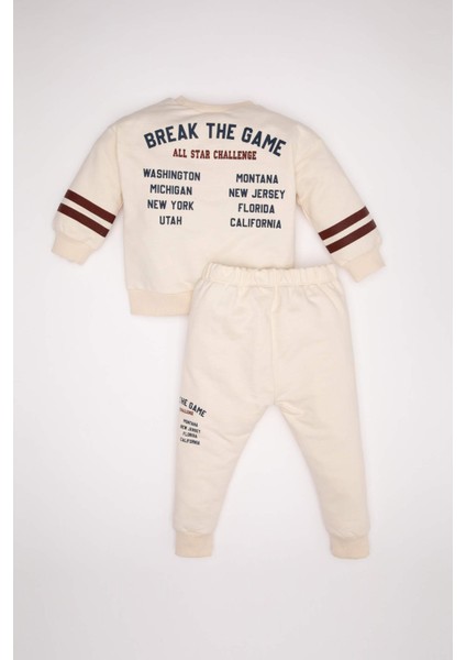 Erkek Bebek 2'li Takım Baskılı Okul Sweatshirt Beli Lastikli Jogger Eşofman Altı D2598A524AU