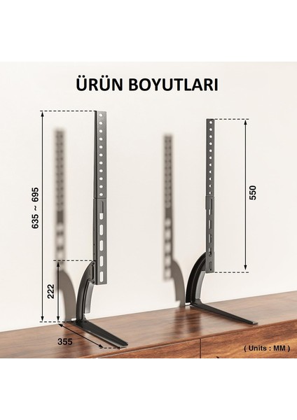 32"-75" Tv Standı Evrensel Masaüstü Ayaklı Televizyon Braketi Çelik Sağlam ve Şık