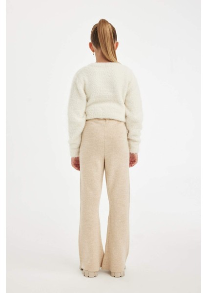 Kız Çocuk Flare Fit İspanyol Paça Basic Düz Triko Pantolon A6029A824WN