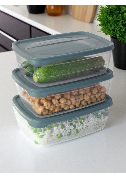 Saklama Kabı 3'lü - 3 x 2 Lt - 5 Pp - Yüksek Kalite Plastik Kap - Kapaklı Saklama Kabı