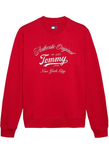 Kadın Essential Logo Regular Bisiklet Yaka Sweatshirt - Kırmızı