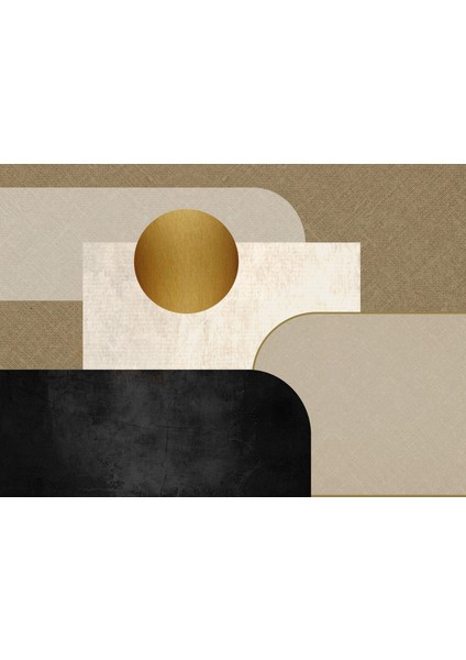 | Siyah&gold Set Geometrik Bohem Deseni |çerçeveli Temperli Cam Tablo 3lü Yatay