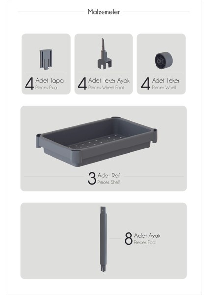 3 Katlı Banyo Raf Ünitesi – Beyaz Gri Şampuanlık ve Havluluk Düzenleyici