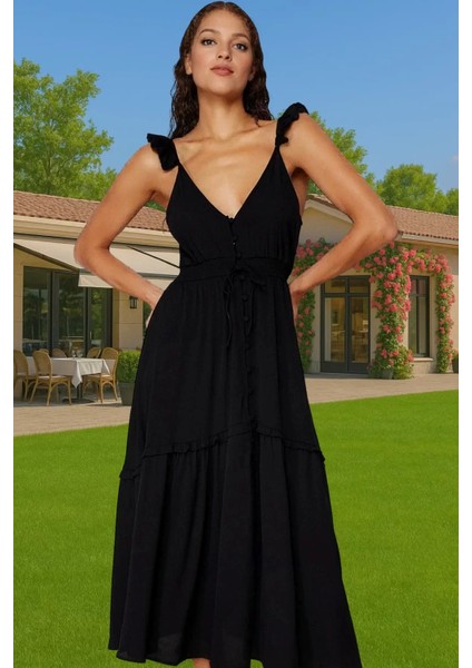 Yazlık Kadın Maxi Elbise V Yaka Kolsuz Dokuma Crinkle Yüksek Kalite Seçkin Malzeme Rahat ve Şık fiyatları