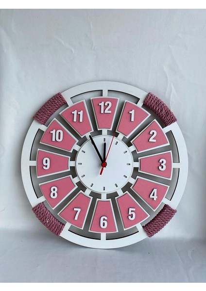 Mdf Halatlı Pembe Dekoratif Saat modelleri