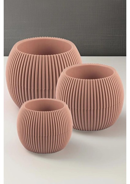 Krs Mercan Dekoratif Kaktüs Sukulent Plastik Saksı Takımı 3'lü Set Soft Pembe fiyatları