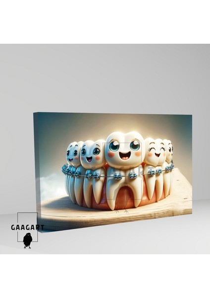 Tekli Yatay Kanvas Çocuk Diş Poliklinik Tablosu Diş Telleri fiyatları