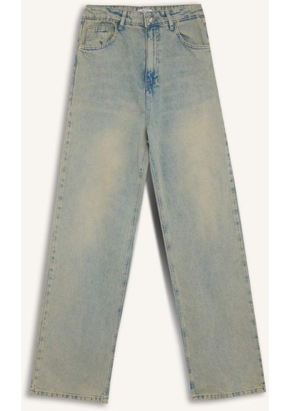 90's Wide Leg Yüksek Bel Uzun Jean Yıkamalı Pantolon D2961AX24HS