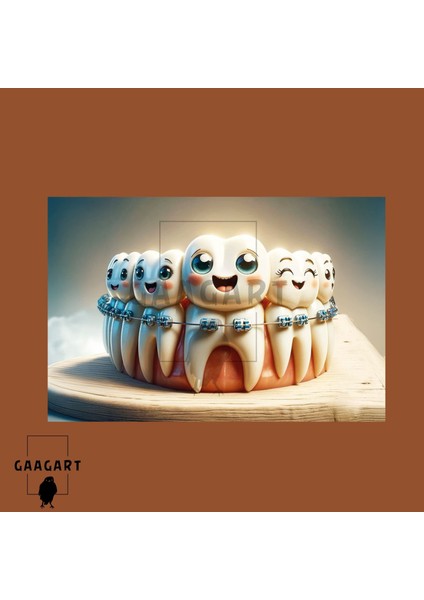 Tekli Yatay Kanvas Çocuk Diş Poliklinik Tablosu Diş Telleri modelleri