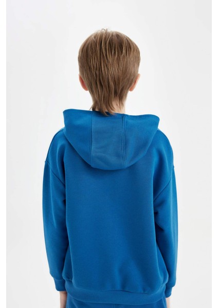 Erkek Çocuk Oversize Geniş Kalıp Kapüşonlu Cepli Okul Sweatshirt D1644A824AU