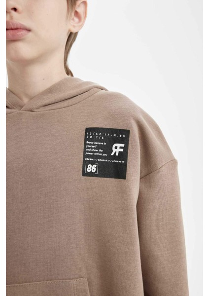 Erkek Çocuk Oversize Geniş Kalıp Kapüşonlu Cepli Okul Sweatshirt D1644A824AU