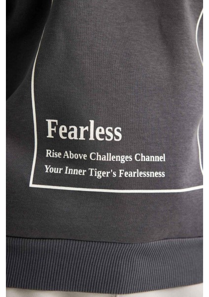 Erkek Çocuk Antrasit Kapüşonlu Baskılı Sweatshirt D3095A824AU