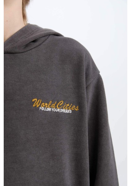 Erkek Çocuk Kapüşonlu Sırt Baskılı Sweatshirt D3060A824WN
