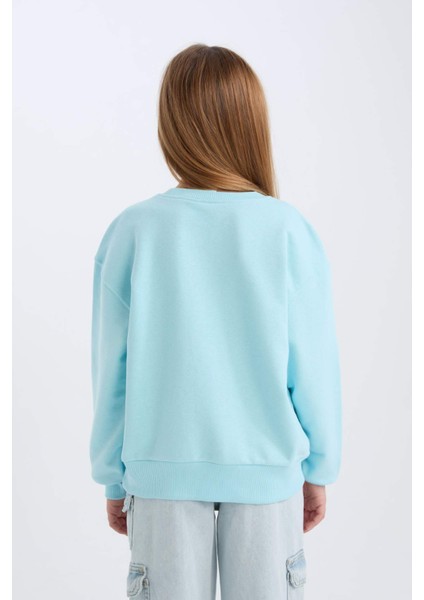 Kız Çocuk Hatsune Miku Oversize Geniş Kalıp Bisiklet Yaka Sweatshirt D2826A824WN