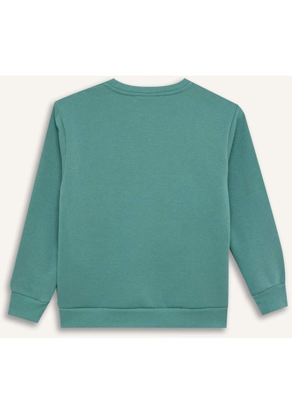Erkek Çocuk Bisiklet Yaka Baskılı Sweatshirt D3027A824WN