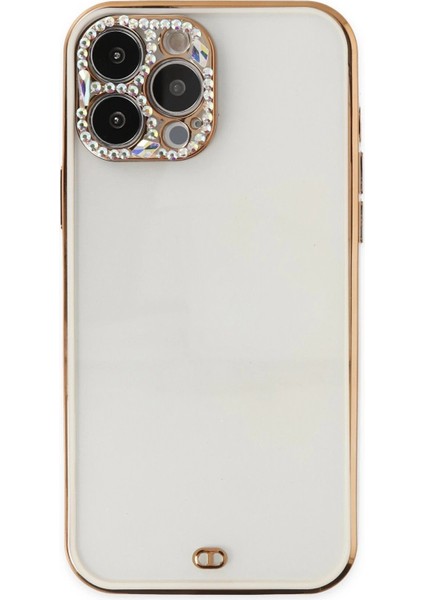 iPhone 13 Pro Kılıf Liva Taşlı Silikon - Beyaz - PHN1141-2650
