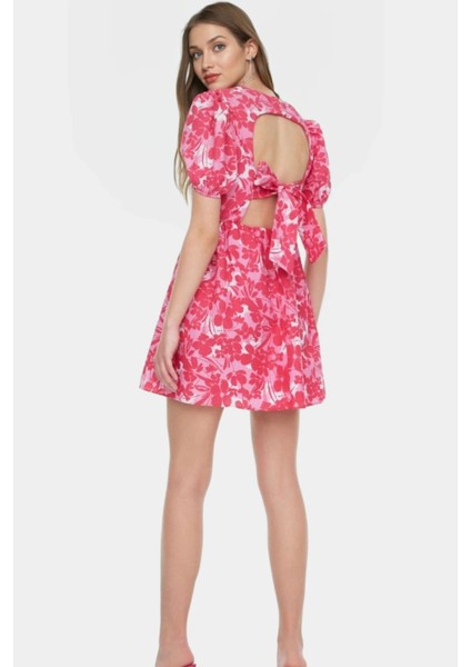 Yazlık Mini Elbise Poplin Dokuma Çiçek Desenli Bisiklet Yaka Yüksek Kalite Özenle Seçilmiş fiyatları