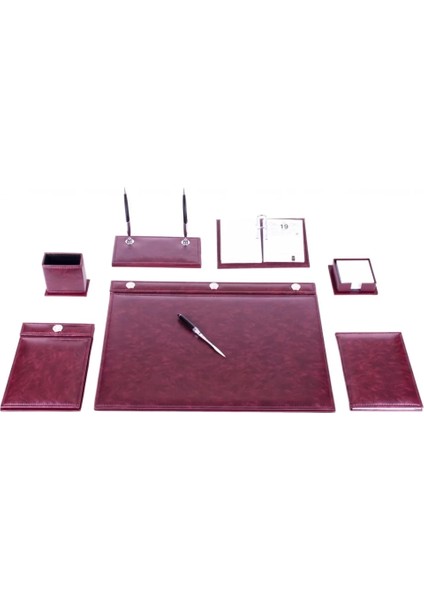 258 Bordo Lüks Sümen Takımı (Düğmeli - 9 Parça)