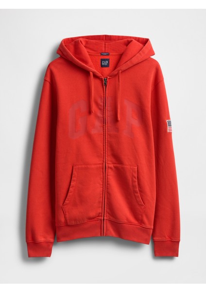 Erkek Kırmızı Vintagesoft Gap Logo Fermuarlı Sweatshirt fiyatları