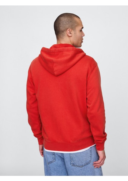 Erkek Kırmızı Vintagesoft Gap Logo Fermuarlı Sweatshirt fırsatları