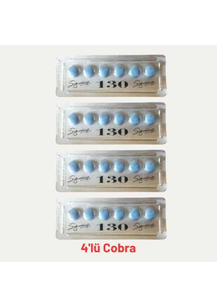 Kobra_hap 130MG 6'lı 4 Dizi (Paket) Performans Etkili Toplam 24 Tablet Cobra5 Hap 130 Mg COBRA_130