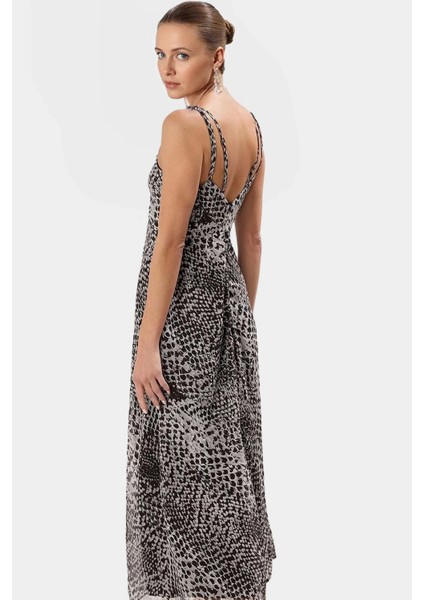 Astarlı A Kesim Maxi Elbise Şifon Dokuma Etnik Desen Yazlık Rahat ve Şık Mükemmel Uyum