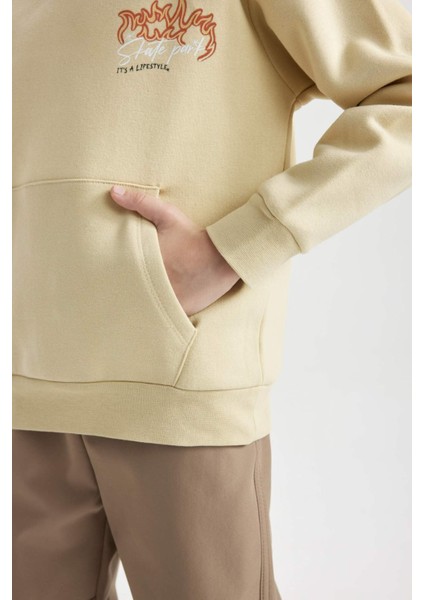 Erkek Çocuk Kapüşonlu Sırt Baskılı Sweatshirt D3039A824WN