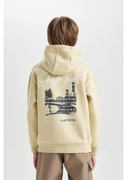 Erkek Çocuk Kapüşonlu Sırt Baskılı Sweatshirt D3039A824WN