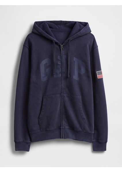 Erkek Lacivert Vintagesoft Gap Logo Fermuarlı Sweatshirt
