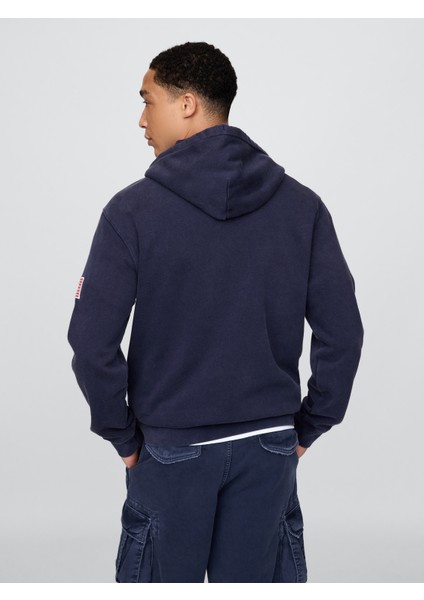 Erkek Lacivert Vintagesoft Gap Logo Fermuarlı Sweatshirt