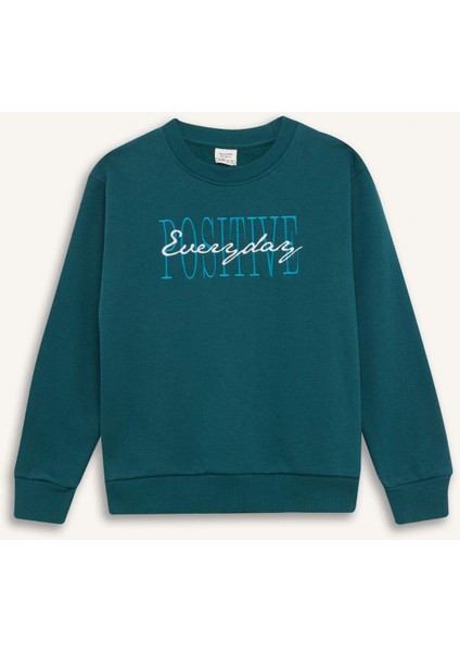 Erkek Çocuk Bisiklet Yaka Baskılı Sweatshirt D3036A824WN