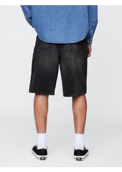 Erkek Siyah 10.5" Baggy Denim Şort fırsatları