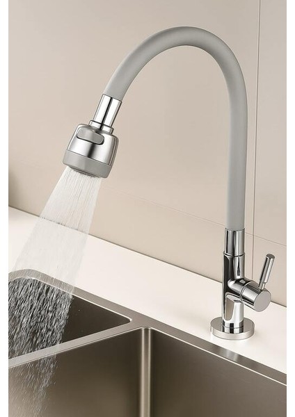 Gri Silikonlu 2 Fonksiyonlu Kubar Musluk Başlığı – 360° Oynar Başlık, Su Tasarruflu Tasarım fiyatları