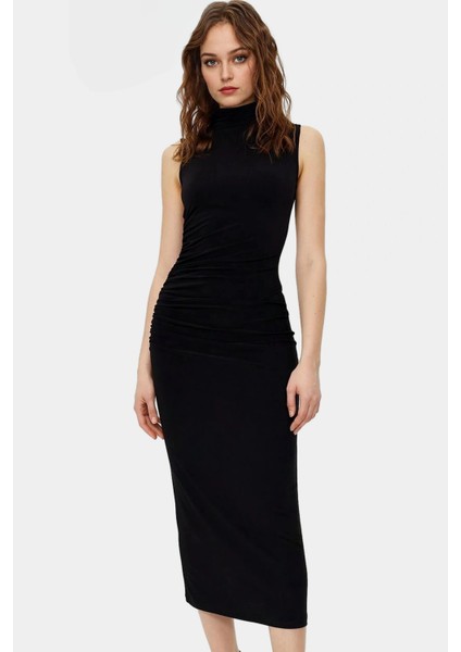 Örme Kumaş Bodycon Maxi Elbise Dik Yaka Günlük Casual Seçkin Malzeme Yüksek Kalite Dayanıklı modelleri