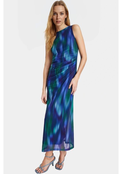 Yazlık Maxi Elbise Bodycon Kalıp Çiçek Desenli Örme Kumaş Rahat Kullanım Konforlu Kesim