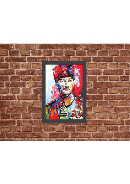 Ahşap Kendinden Çerçeveli Tablo - Atatürk-2, Standart - 20X28CM