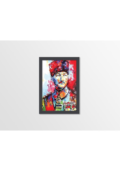 Ahşap Kendinden Çerçeveli Tablo - Atatürk-2, Standart - 20X28CM