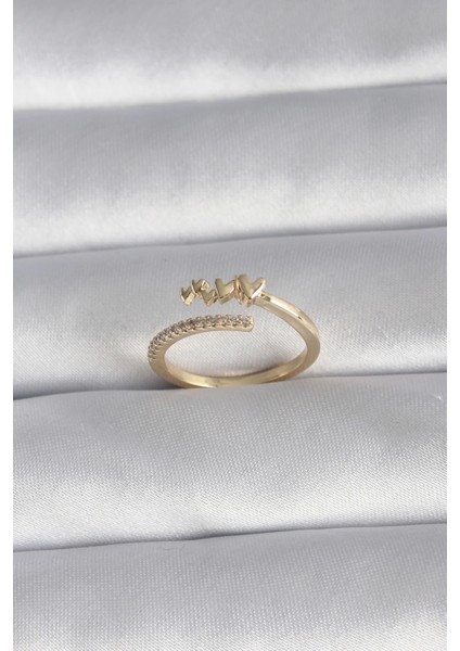 Bfs Pirinç Gold Renk Zirkon Taş Detay Kalp Model Kadın Yüzük