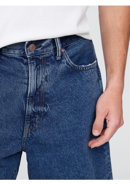 Erkek Mavi 90's Loose Jean Şort